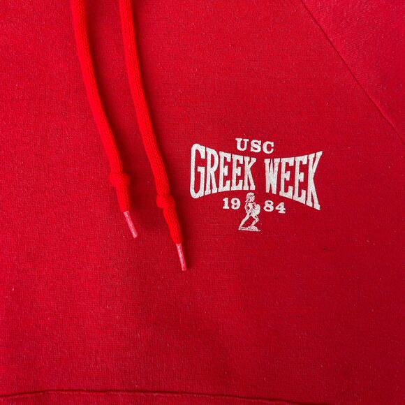 VINTAGE USC TROJANS SINGLE STITCH RED GREEK WEEK HOODIE 1984 SWEATSHIRT SZ S - Picture 3 of 4
